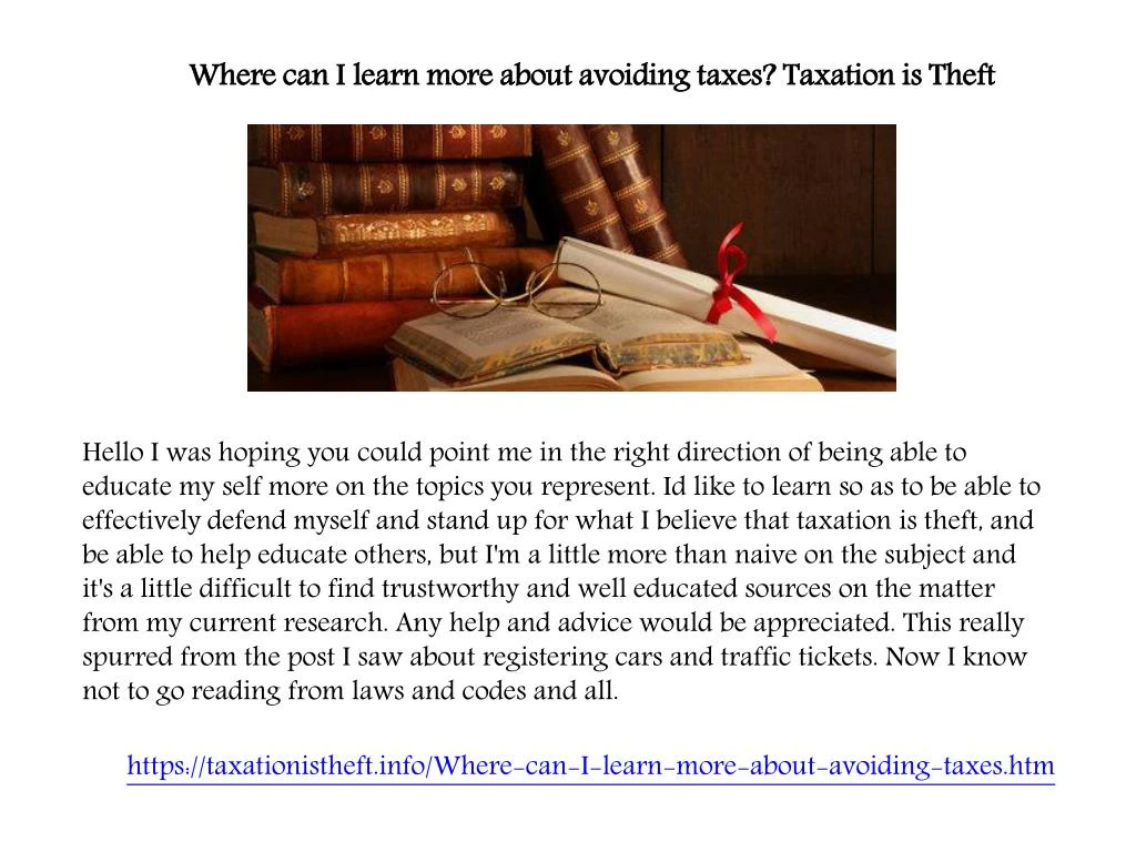 where can i learn more about avoiding taxes