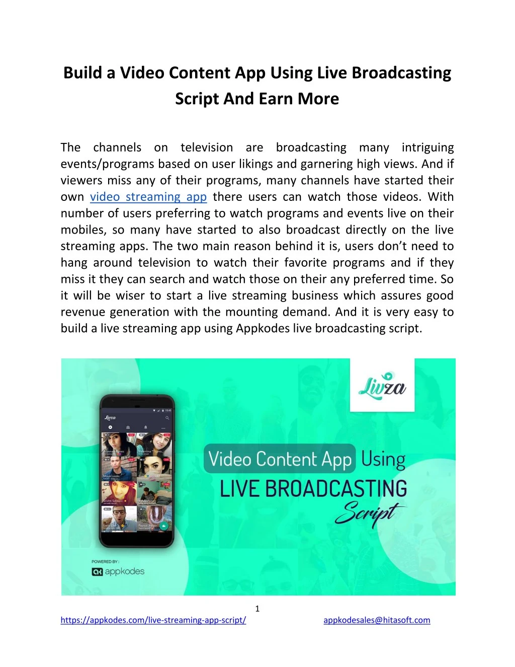 build a video content app using live broadcasting