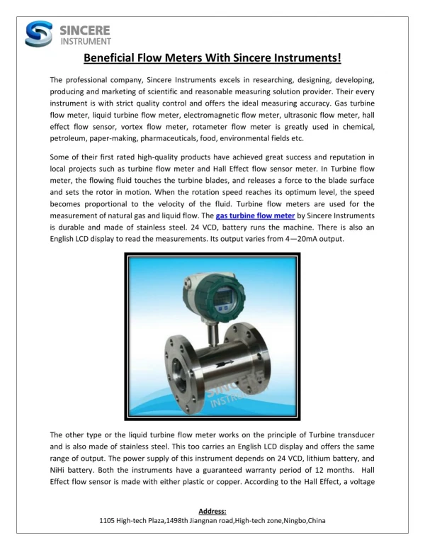 Beneficial Flow Meters With Sincere Instruments!