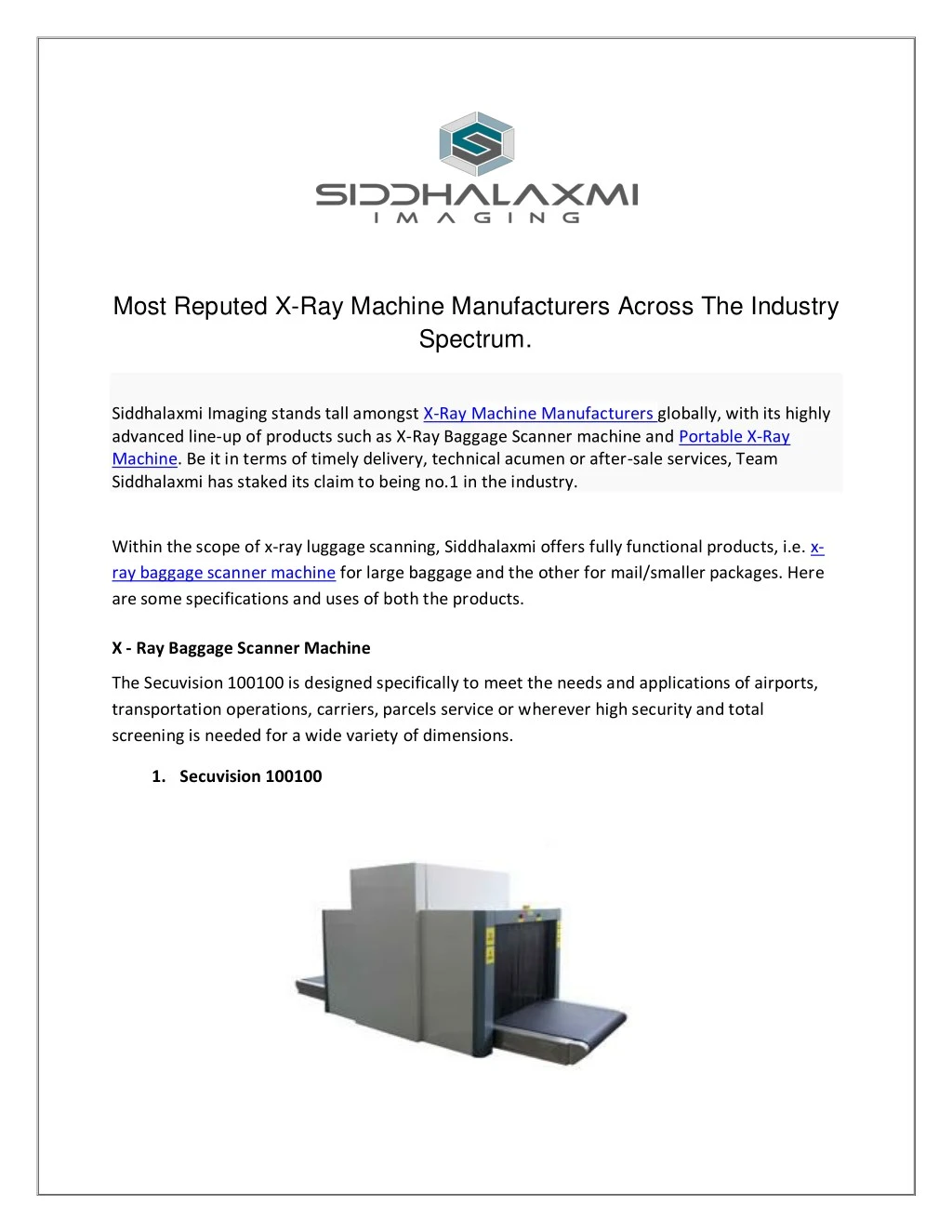 most reputed x ray machine manufacturers across