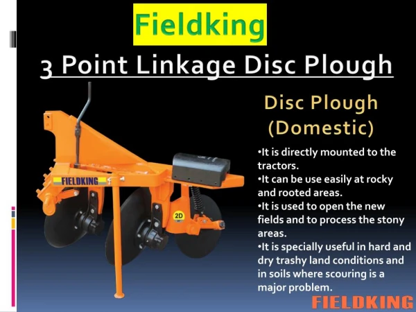3 Point Linkage Disc Plough - Fieldking