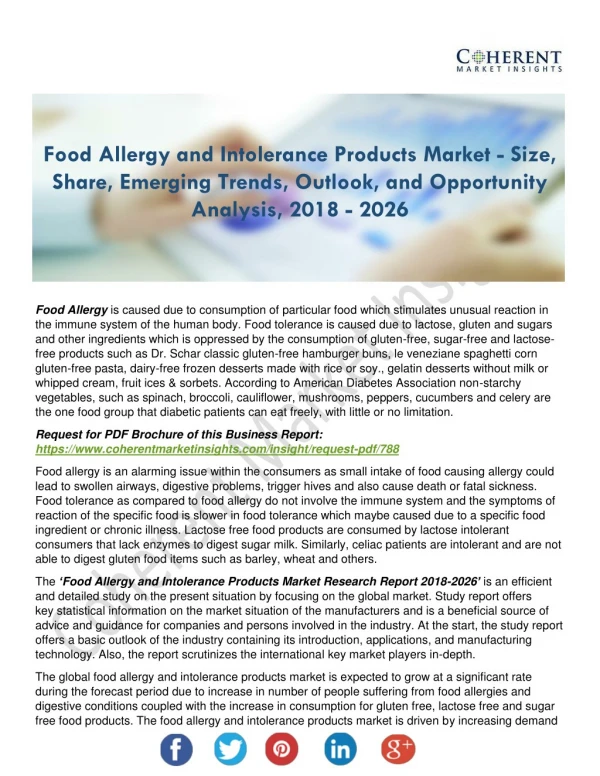 Food Allergy and Intolerance Products Market Applications, Types and Market Analysis to 2026