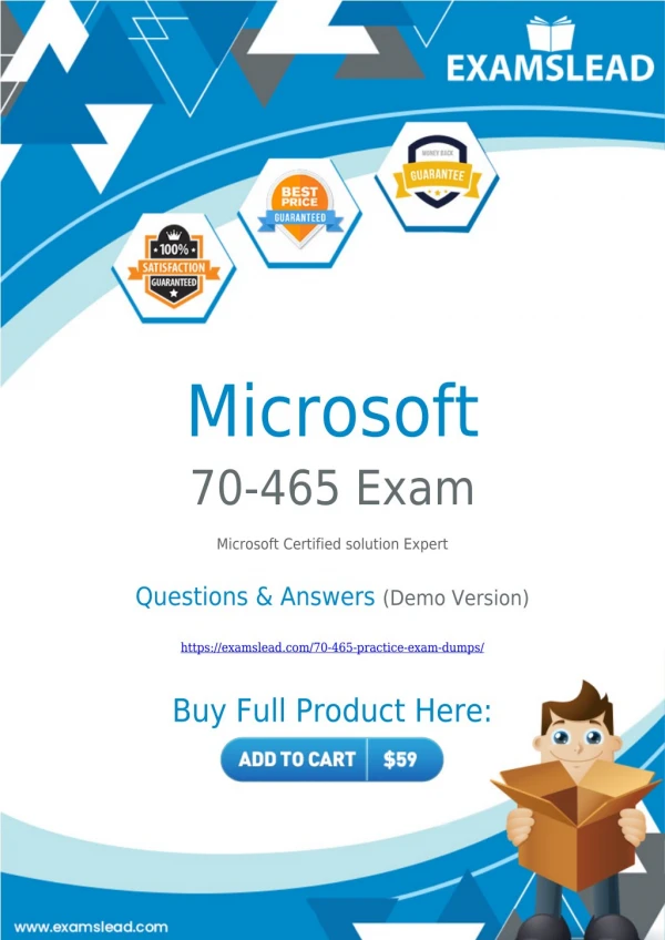Authentic 70-465 Exam Dumps - New 70-465 Questions Answers PDF