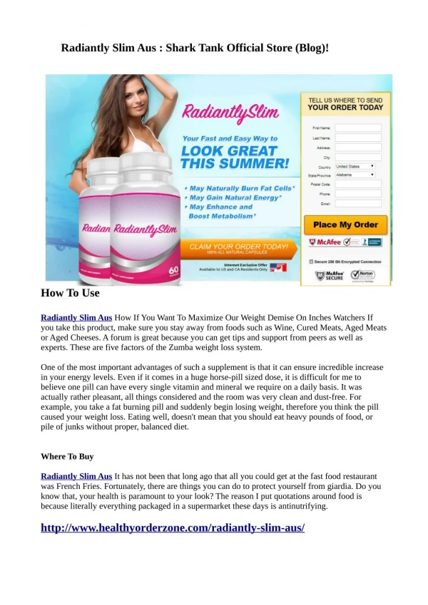 Radiantly Slim Aus Weight Loss Diet Pills Scam? Shark Tank Reviews