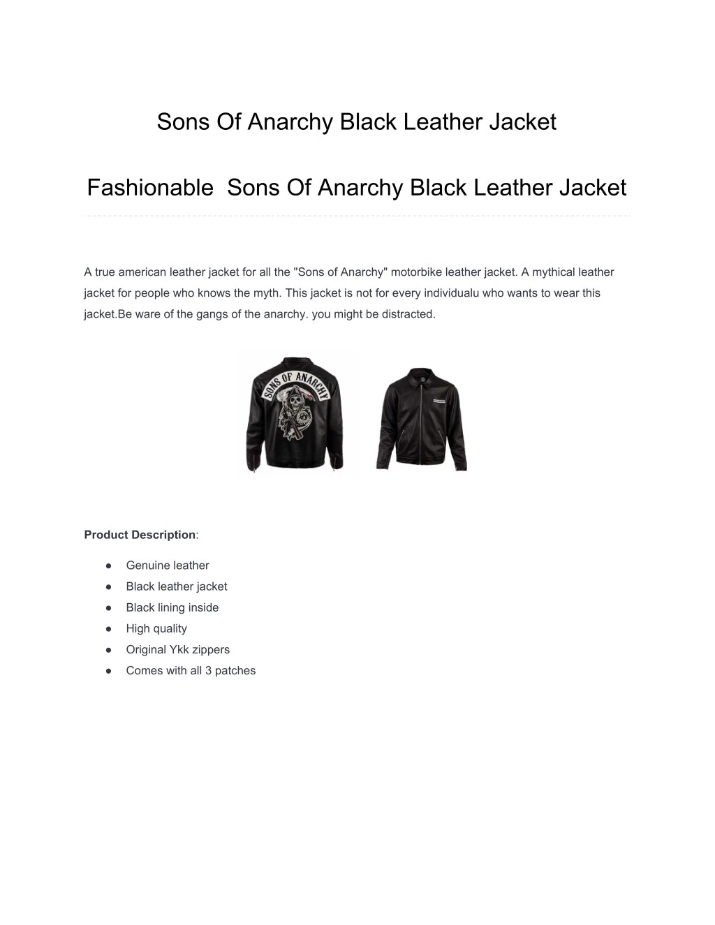 sons of anarchy black leather jacket