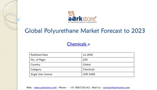 Global Polyurethane Market Forecast to 2023 - Aarkstore