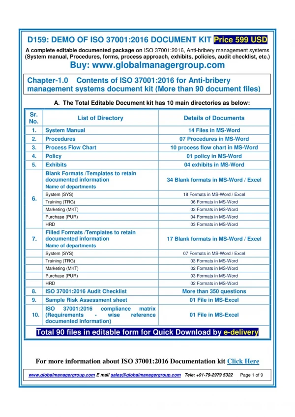 ISO 37001:2016 Documentation Requirement