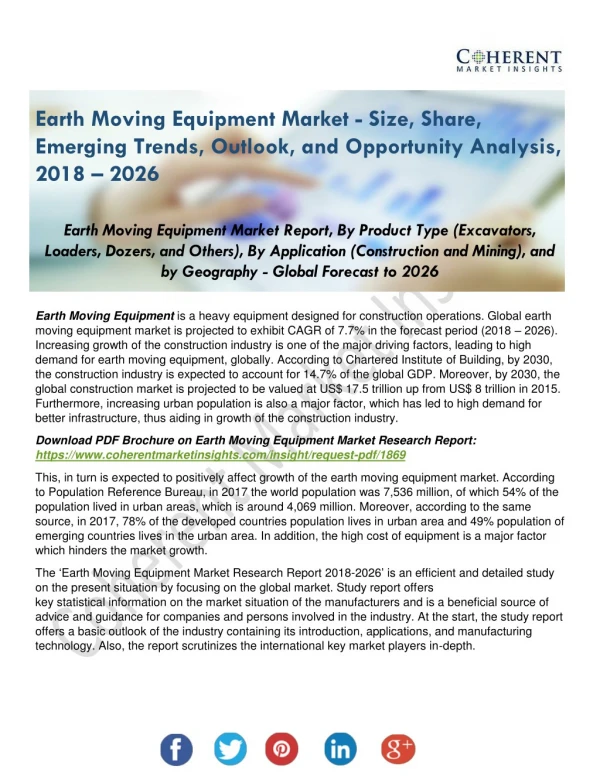 Earth Moving Equipment Market Share, Market Size, Market Trends and Analysis 2026