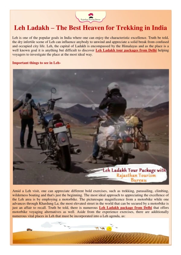 Leh Ladakh â€“ The Best Heaven for Trekking in India