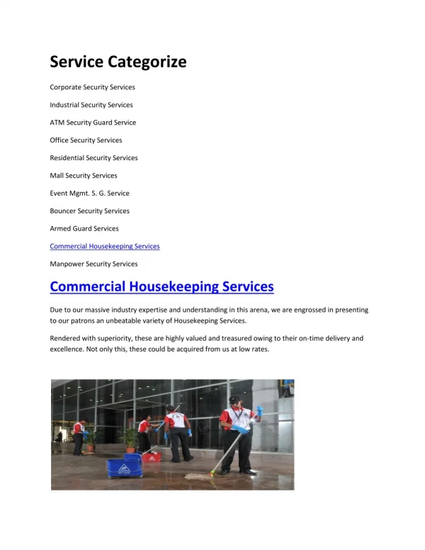 Commercial Housekeeping Services