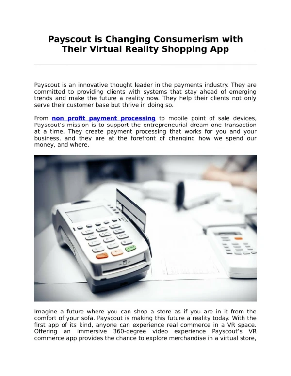 Payscout is Changing Consumerism with Their Virtual Reality Shopping App