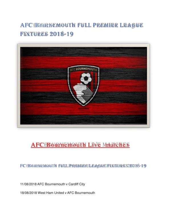 AFC Bournemouth full Premier League Fixtures 2018