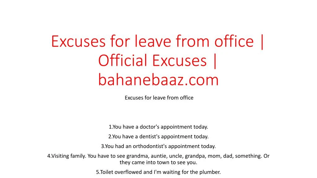 excuses for leave from office official excuses bahanebaaz com