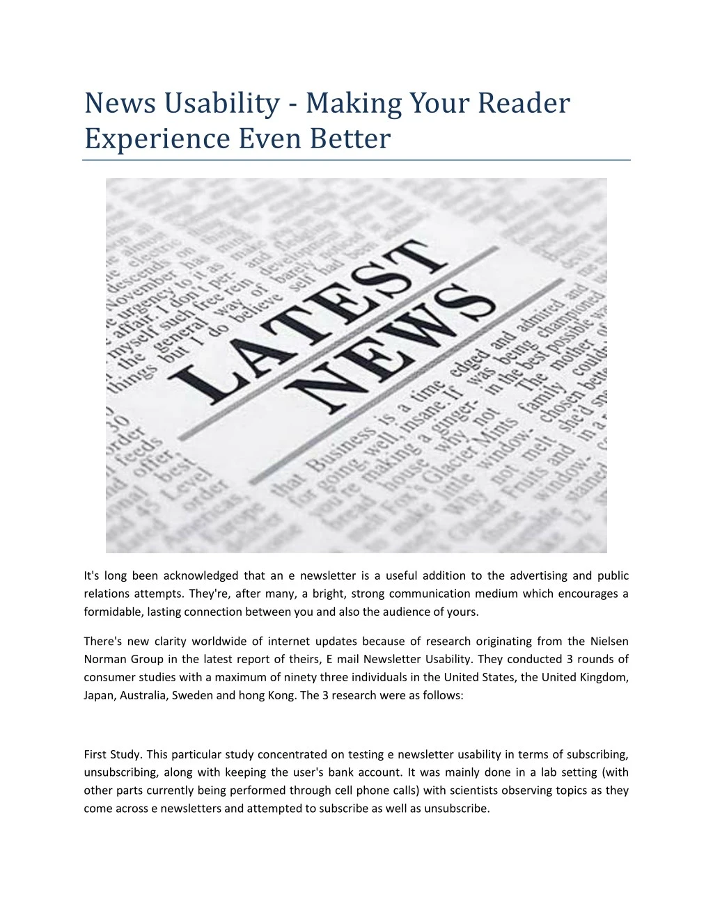 news usability making your reader experience even