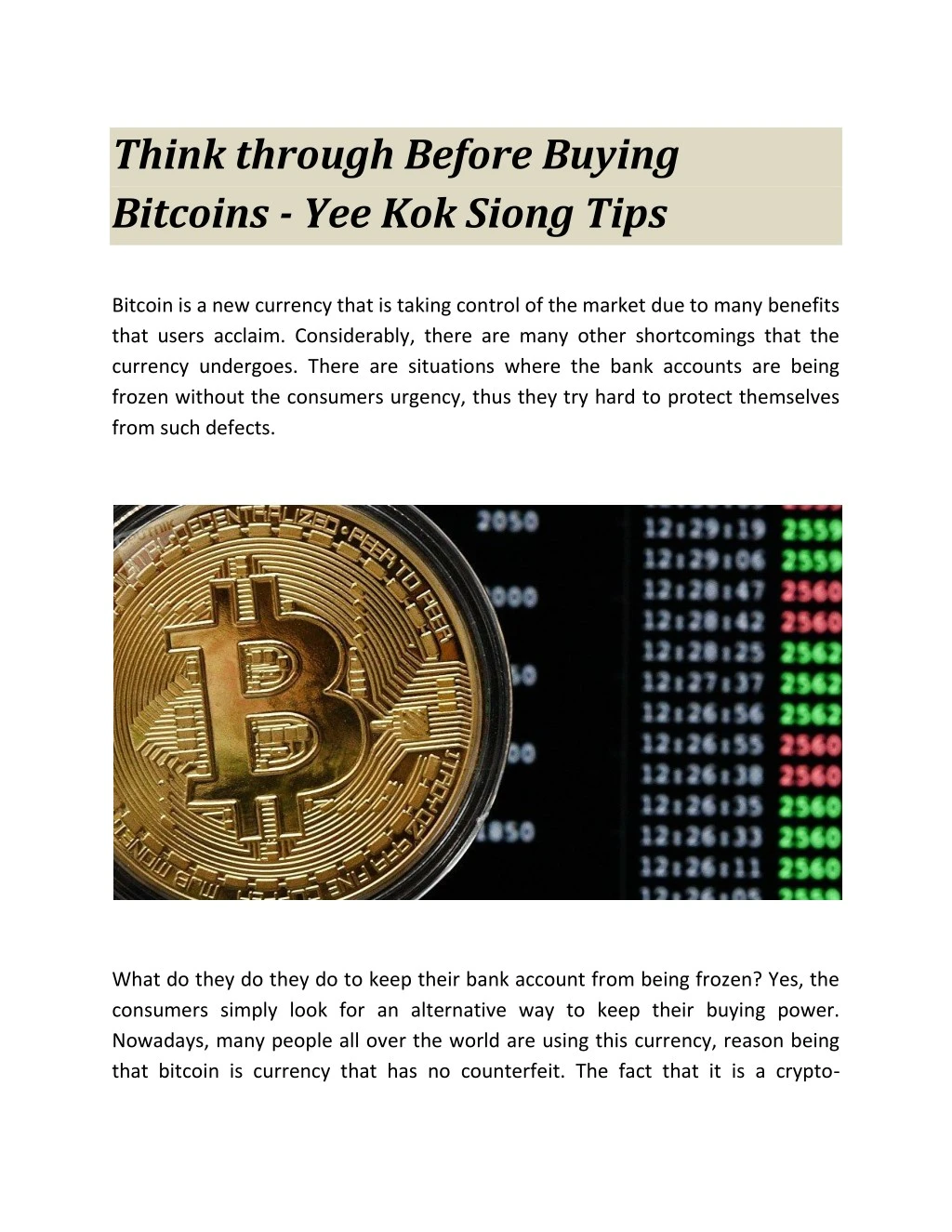 think through before buying bitcoins
