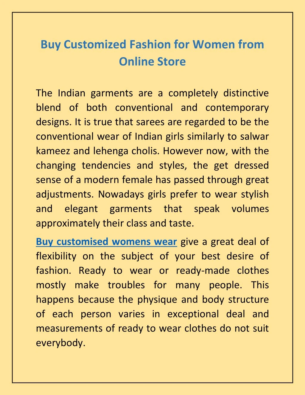 buy customized fashion for women from online store