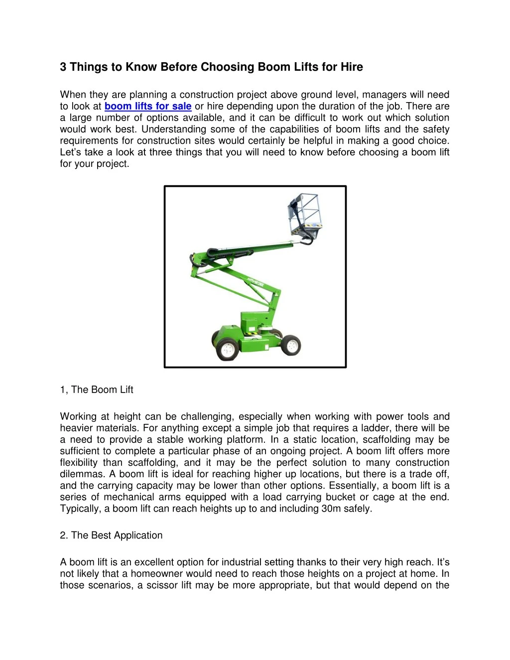3 things to know before choosing boom lifts