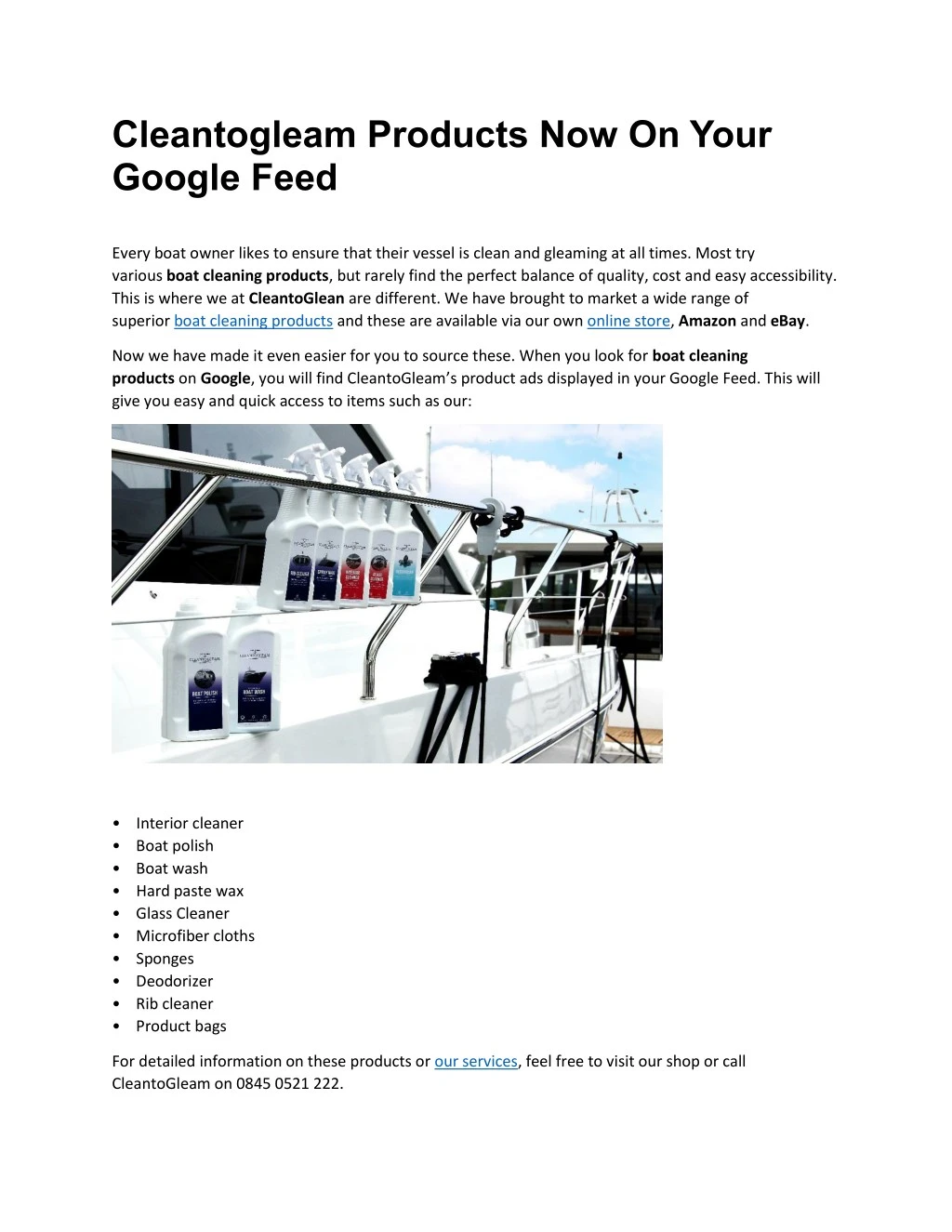 cleantogleam products now on your google feed