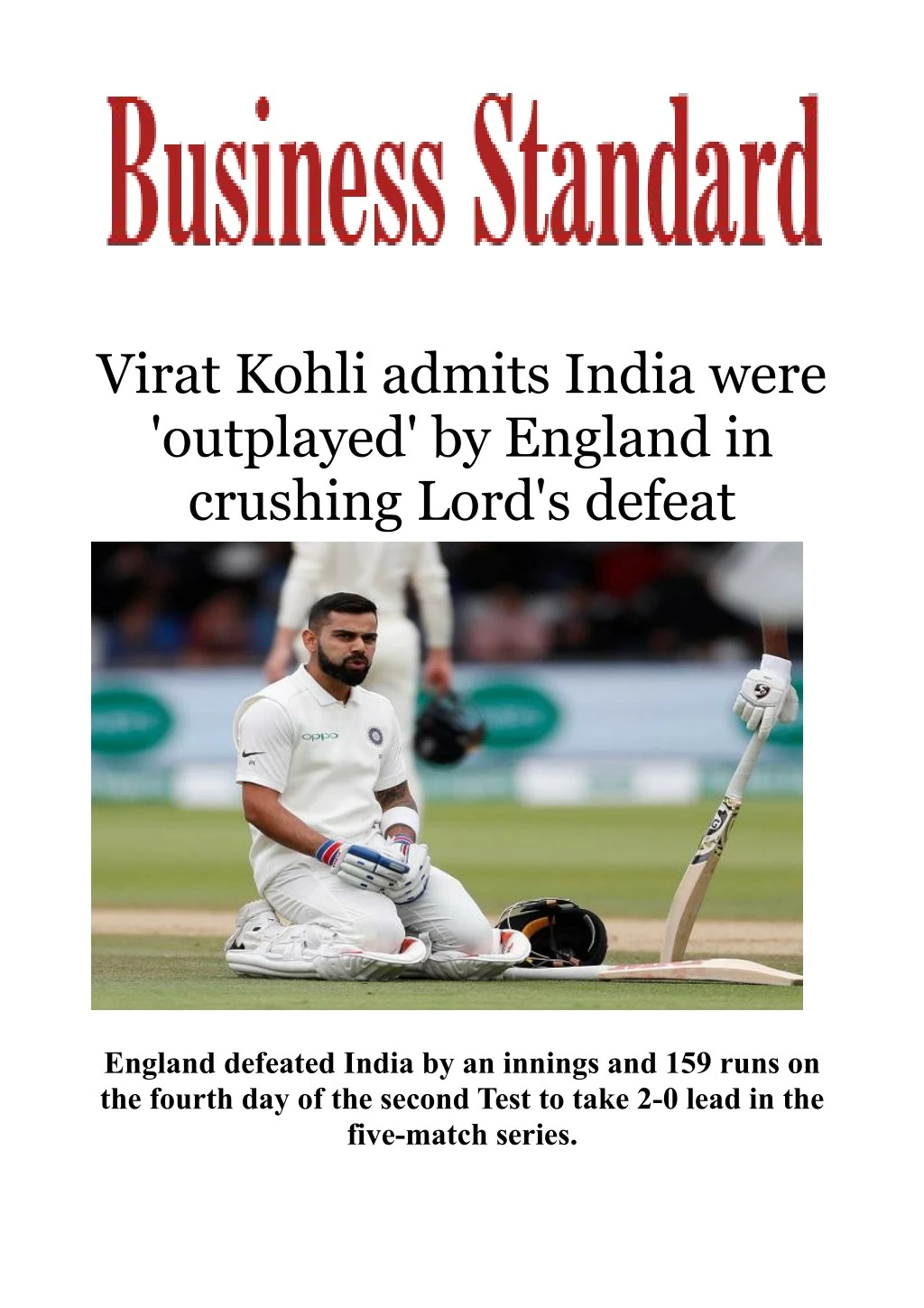 virat kohli admits india were outplayed