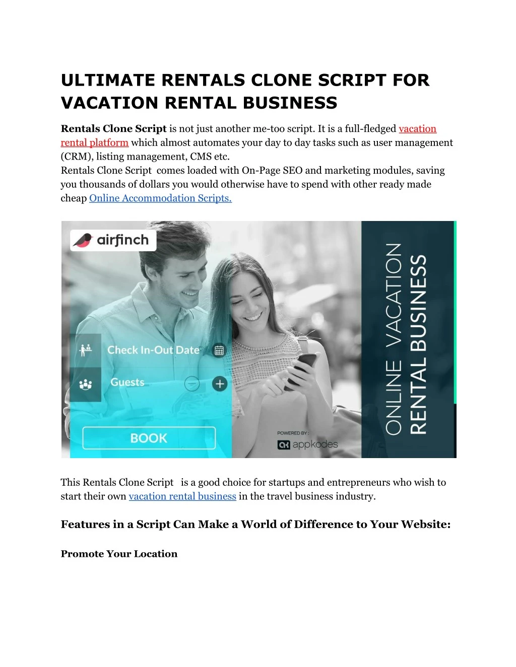 ultimate rentals clone script for vacation rental