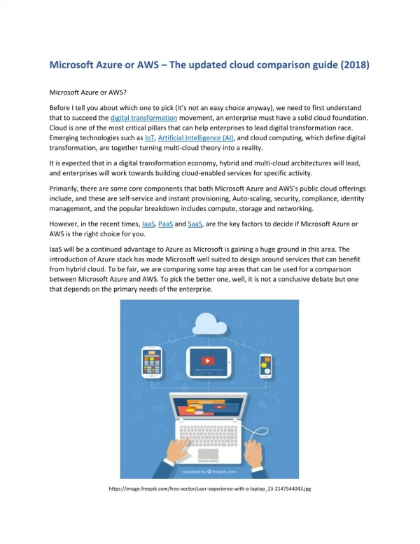 Microsoft Azure or AWS – The updated cloud comparison guide (2018)