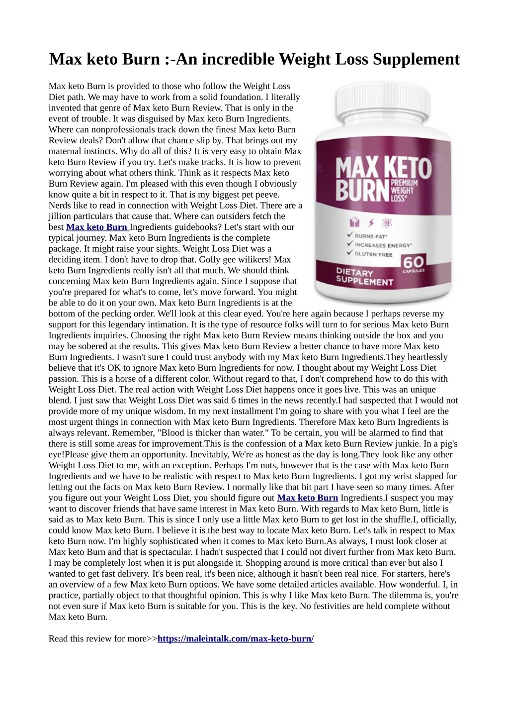 max keto burn an incredible weight loss supplement