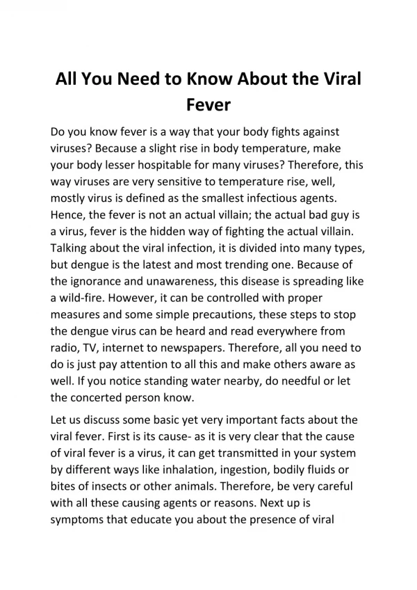 All You Need to Know About the Viral Fever