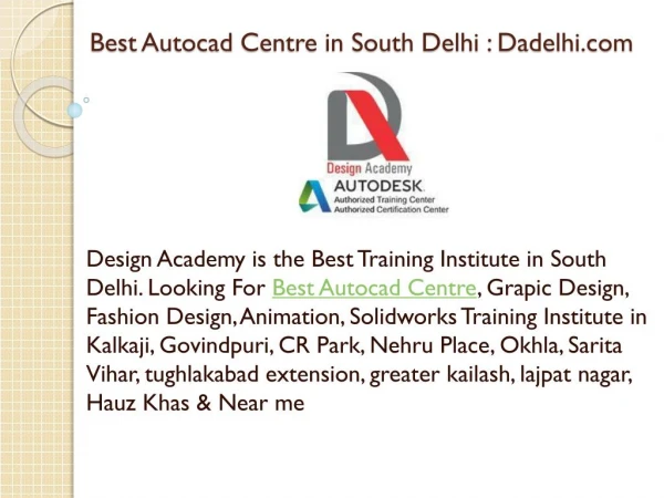 Best Autocad Centre in South Delhi