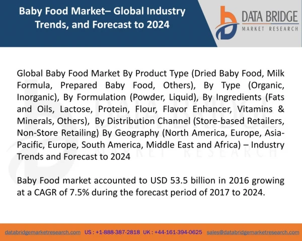 Global Baby Food Market- Industry Trends and Forecast to 2024