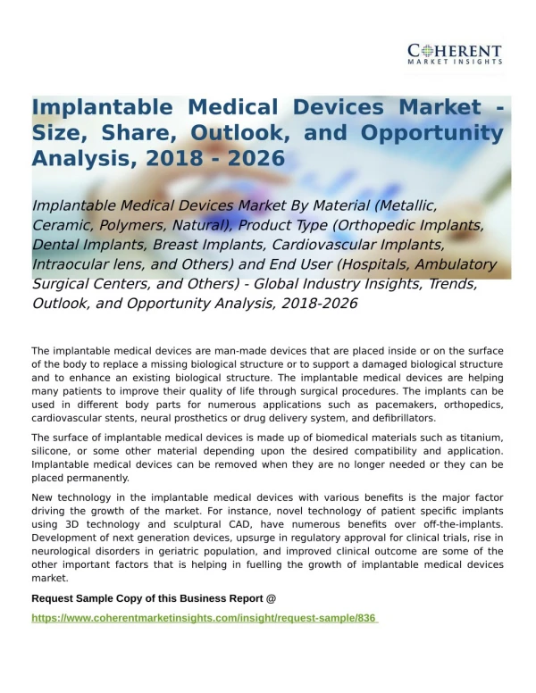 Implantable Medical Devices Market Opportunity Analysis, 2018-2026