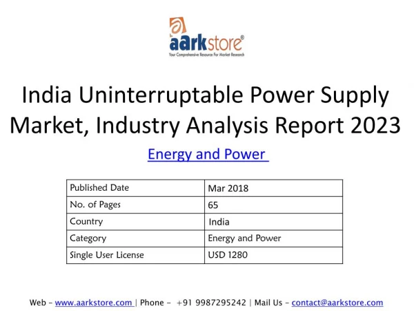 India Uninterruptable Power Supply Market, Industry Analysis Report 2023