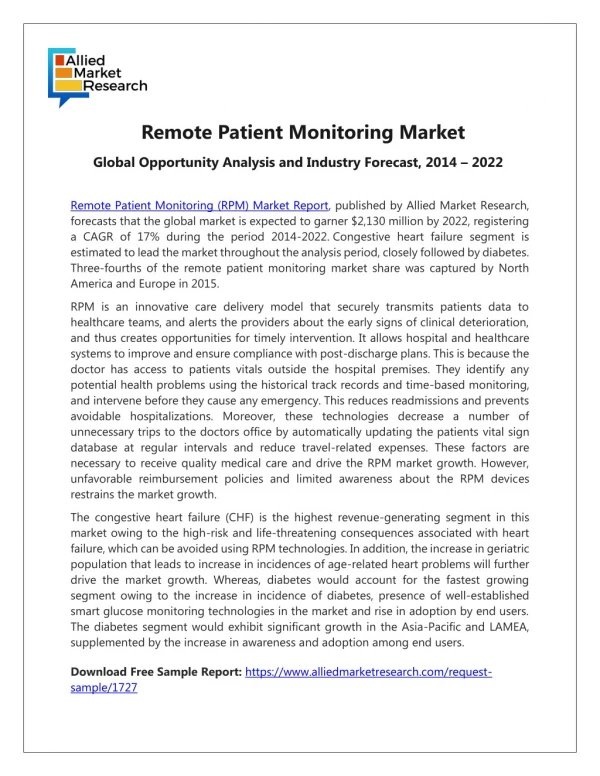 Remote Patient Monitoring (RPM) Market