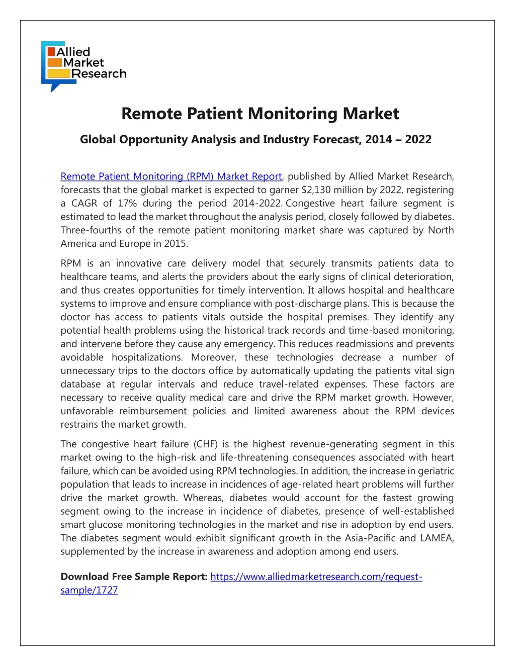 remote patient monitoring market