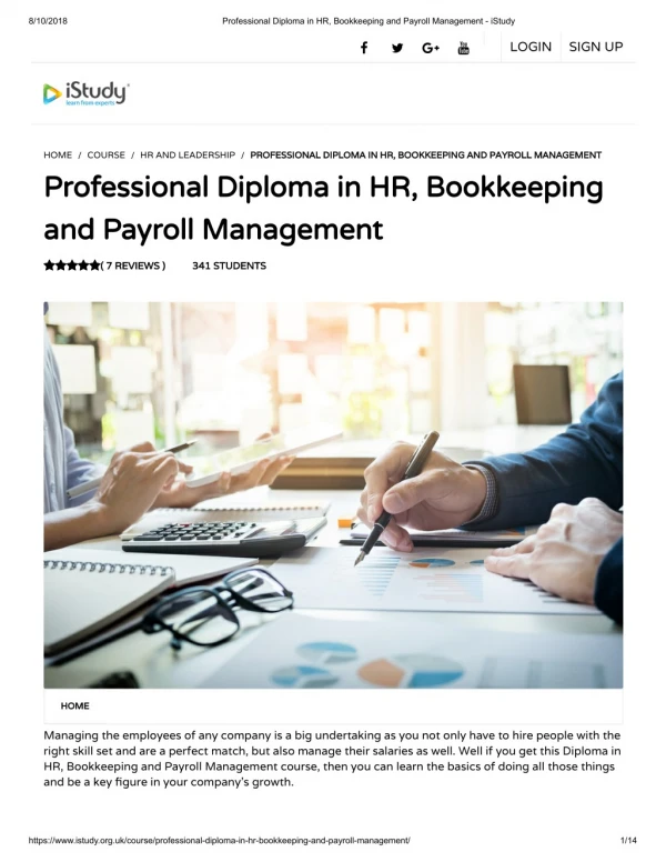 Professional Diploma in HR, Bookkeeping and Payroll Management - istudy