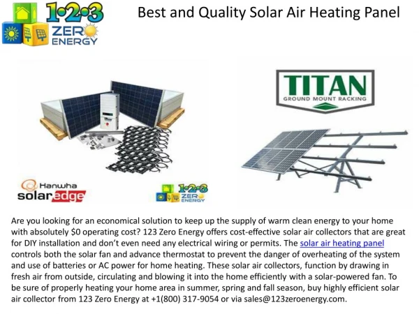 Best and Quality Solar Air Heating Panel
