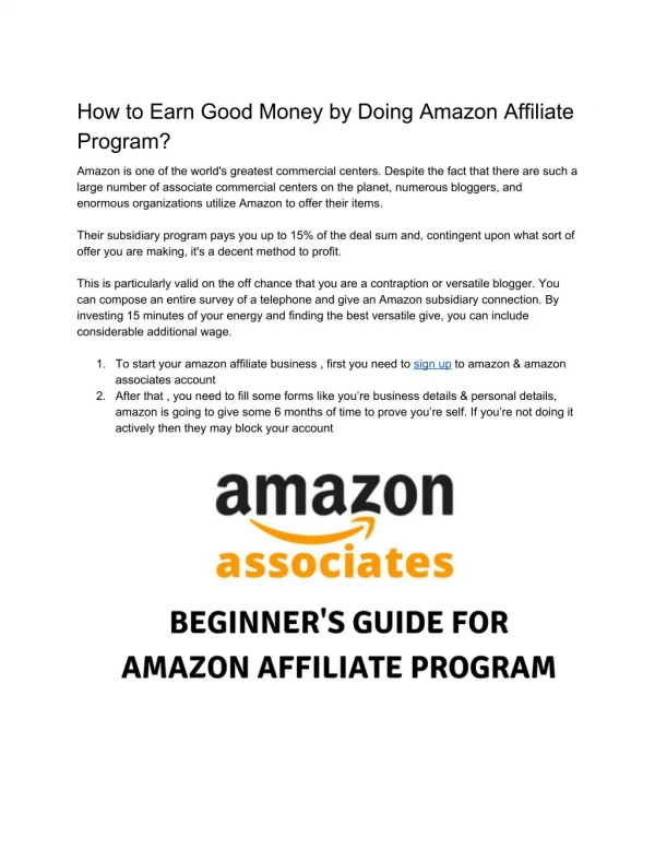 Beginners Guide for Amazon Affiliate Marketing