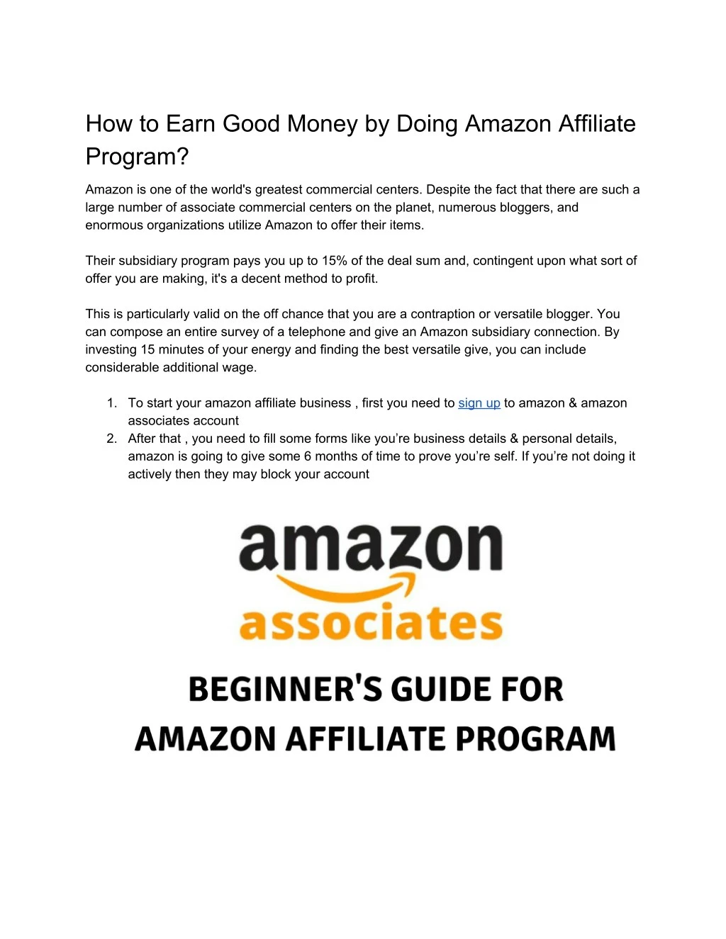 how to earn good money by doing amazon affiliate