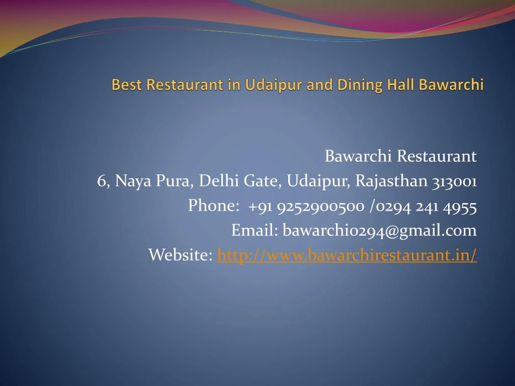 best restaurant in udaipur and dining hall bawarchi