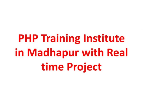 PHP Training in Madhapur | PHP Classes in Madhapur
