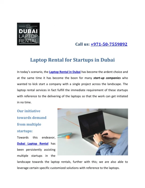 Laptop Rental for Startups in Dubai
