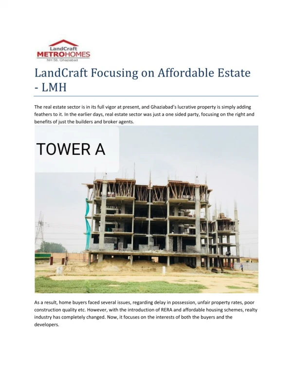 LandCraft Focusing on Affordable Estate