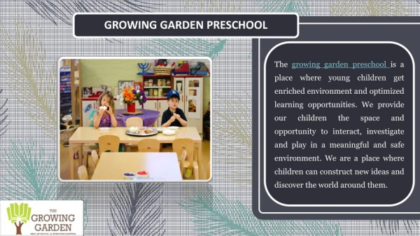 El Segundo preschool|Growing Garden Preschool