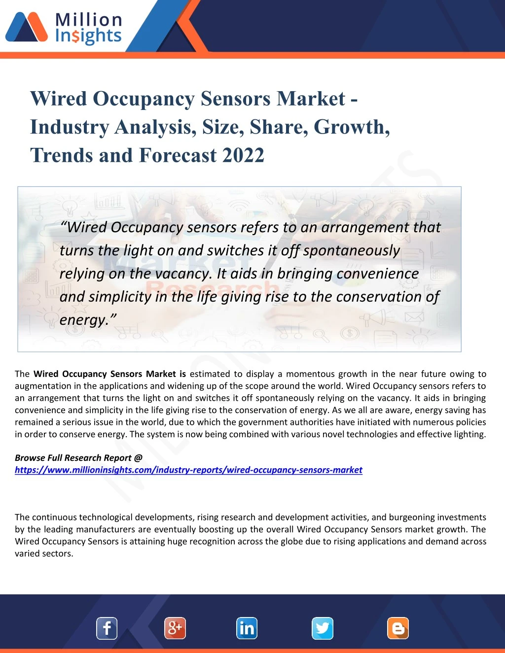 wired occupancy sensors market industry analysis