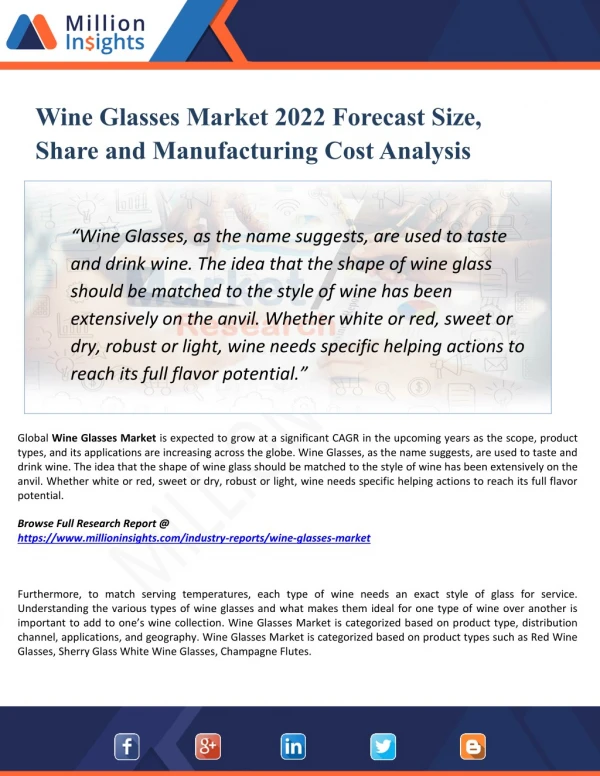 Wine Glasses Market Share by Manufacturers, Trends and Distributor Analysis to 2022 Forecast
