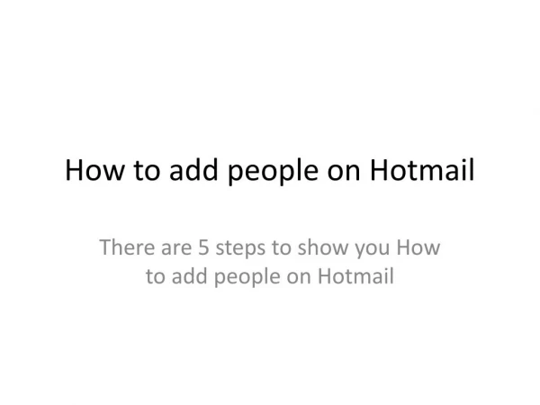 How to Add People on Hotmail