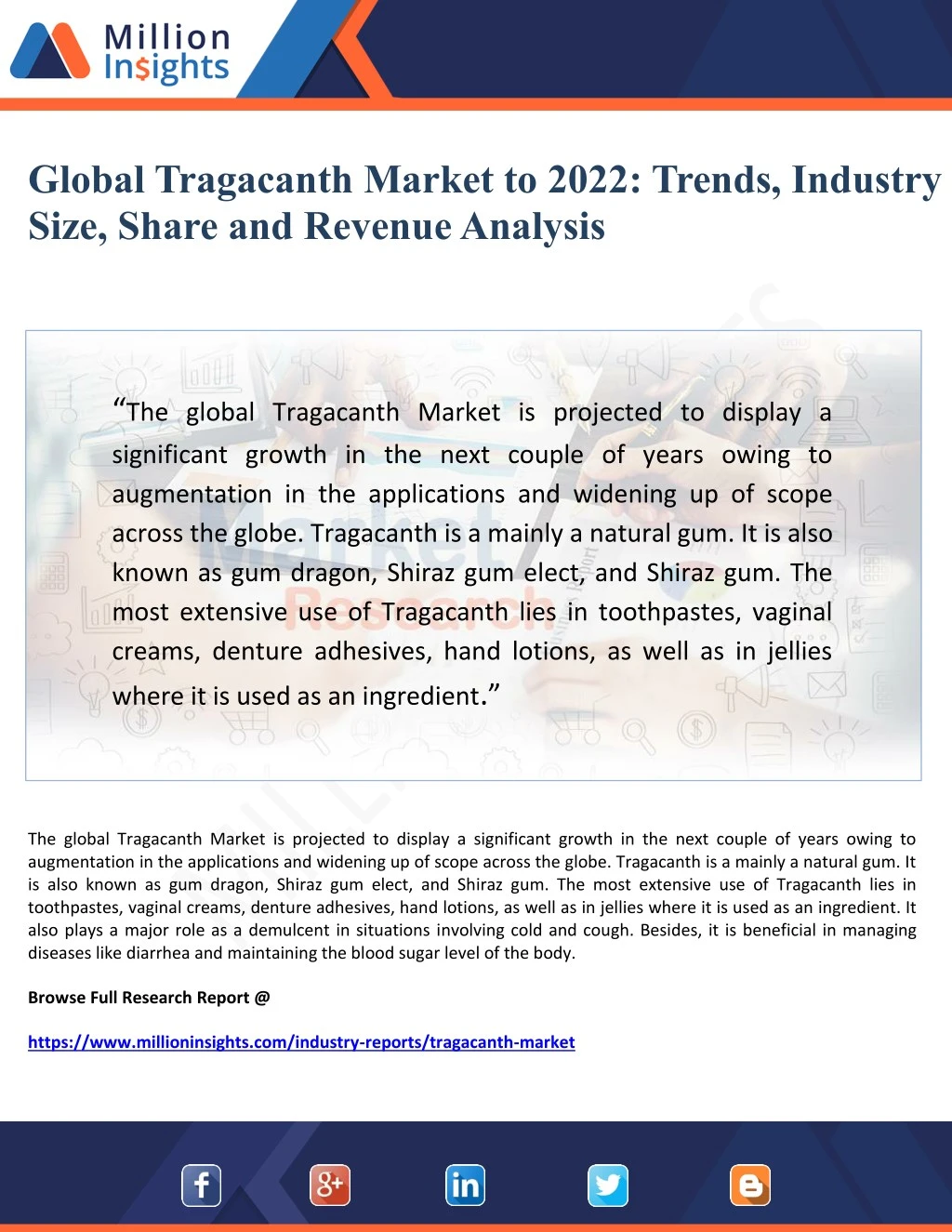 global tragacanth market to 2022 trends industry