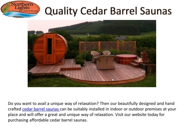 Quality Cedar Barrel Saunas