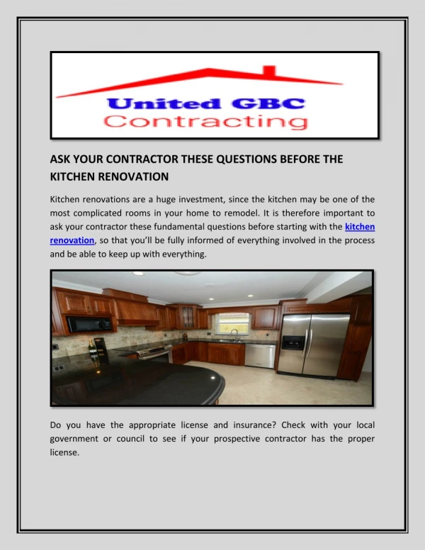 ASK YOUR CONTRACTOR THESE QUESTIONS BEFORE THE KITCHEN RENOVATION