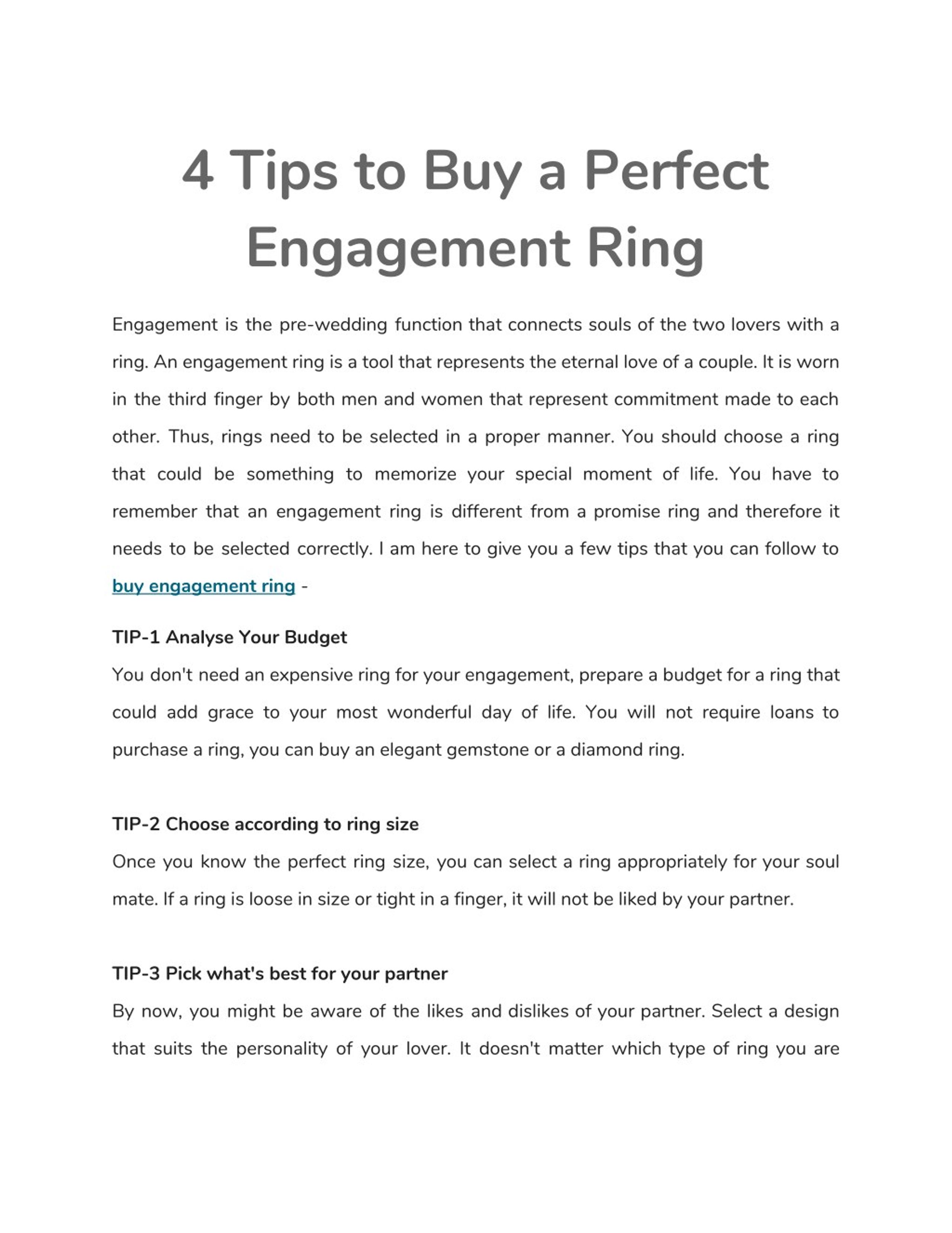 PPT - 4 Tips to Buy a Perfect Engagement Ring PowerPoint Presentation ...