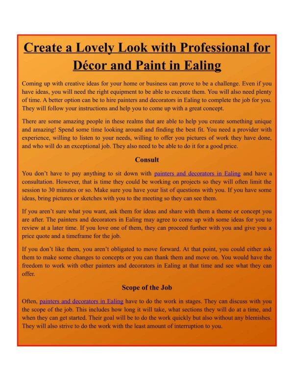 Create a Lovely Look with Professional for Décor and Paint